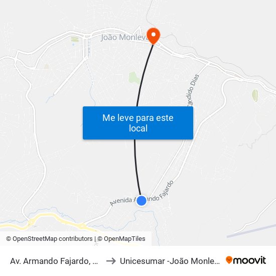 Av. Armando Fajardo, 3775 to Unicesumar -João Monlevade map
