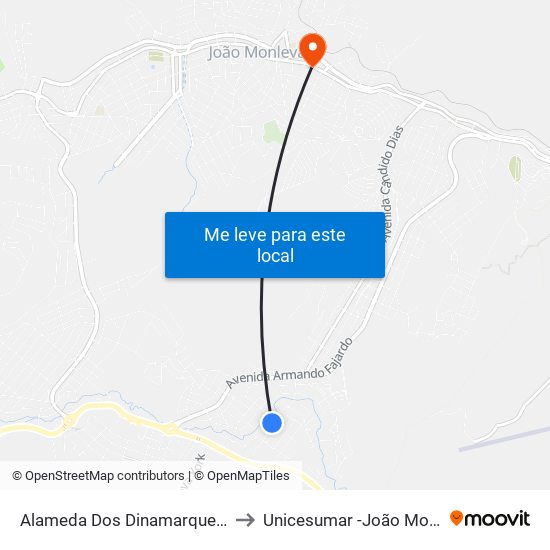Alameda Dos Dinamarqueses, 571 to Unicesumar -João Monlevade map