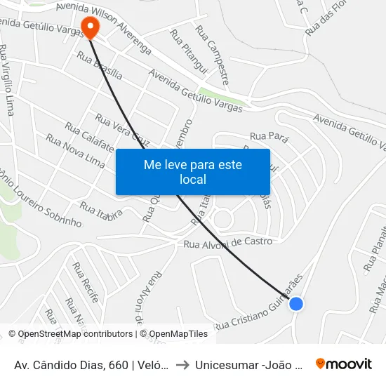 Av. Cândido Dias, 660 | Velório Municipal to Unicesumar -João Monlevade map
