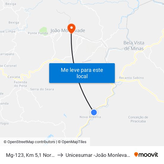 Mg-123, Km 5,1 Norte to Unicesumar -João Monlevade map