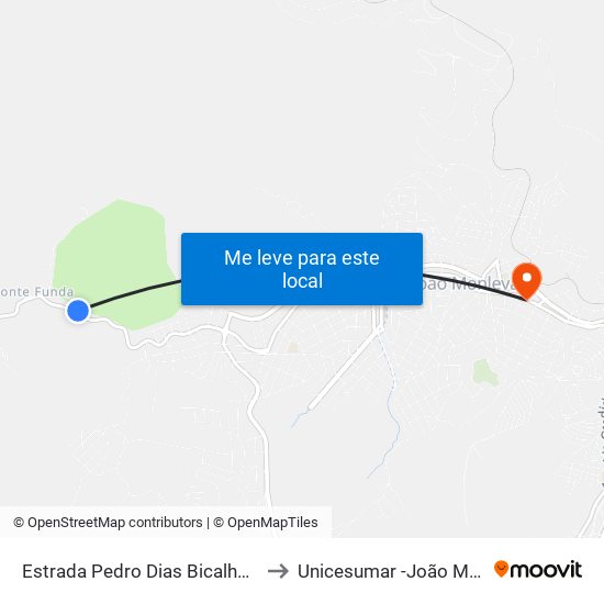 Estrada Pedro Dias Bicalho Filho, 400 to Unicesumar -João Monlevade map