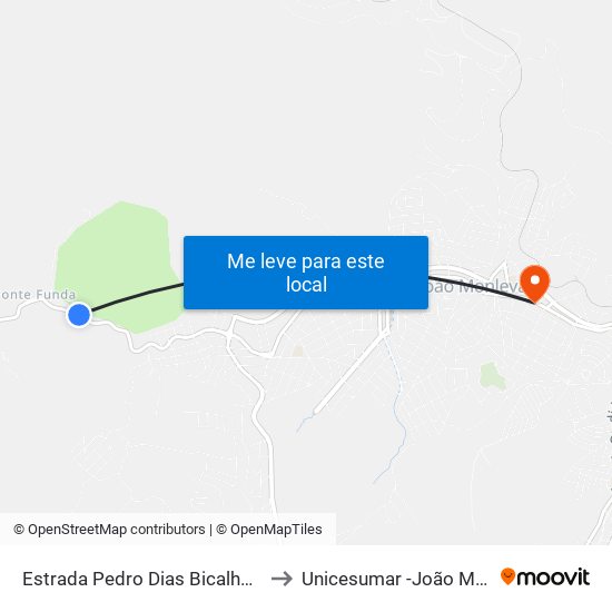 Estrada Pedro Dias Bicalho Filho, 401 to Unicesumar -João Monlevade map