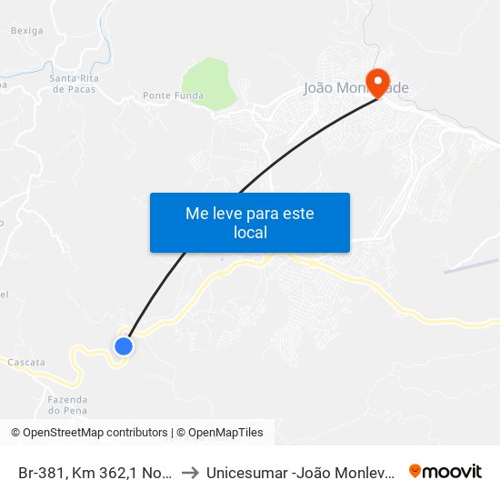 Br-381, Km 362,1 Norte to Unicesumar -João Monlevade map