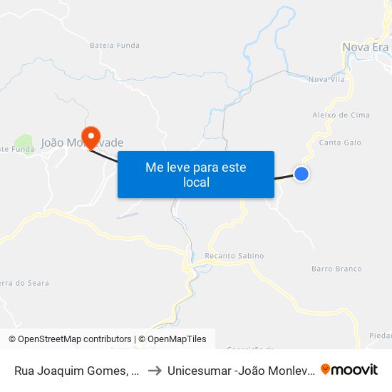 Rua Joaquim Gomes, 239 to Unicesumar -João Monlevade map