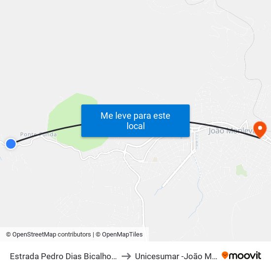 Estrada Pedro Dias Bicalho Filho, 2135 to Unicesumar -João Monlevade map