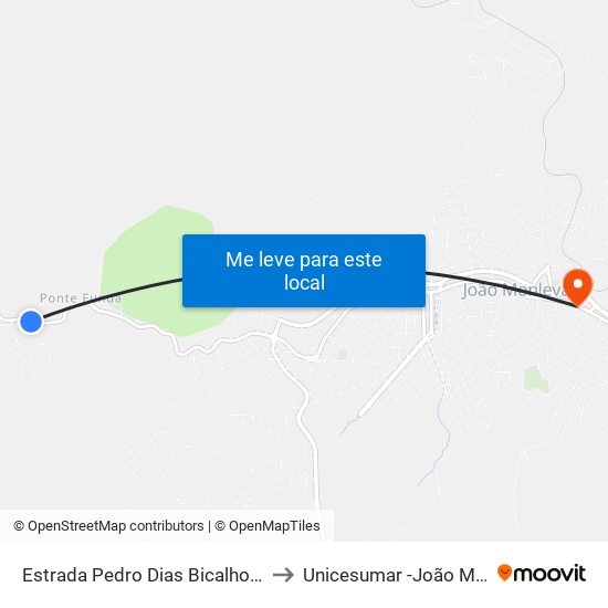 Estrada Pedro Dias Bicalho Filho, 2045 to Unicesumar -João Monlevade map