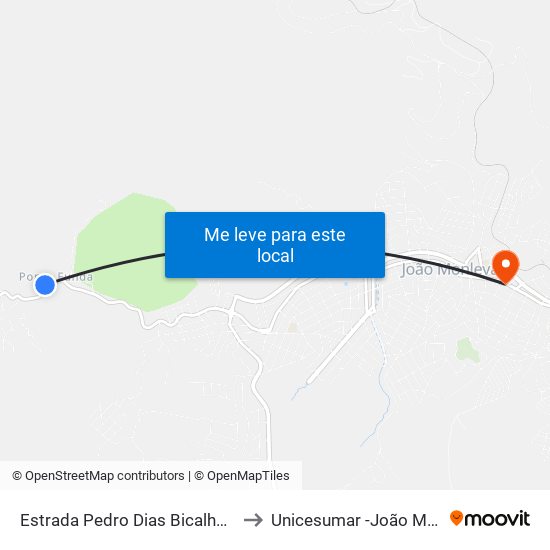 Estrada Pedro Dias Bicalho Filho, 774 to Unicesumar -João Monlevade map