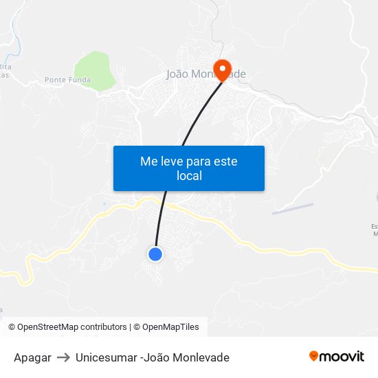 Apagar to Unicesumar -João Monlevade map