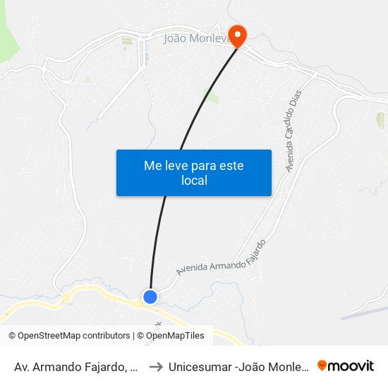 Av. Armando Fajardo, 4721 to Unicesumar -João Monlevade map