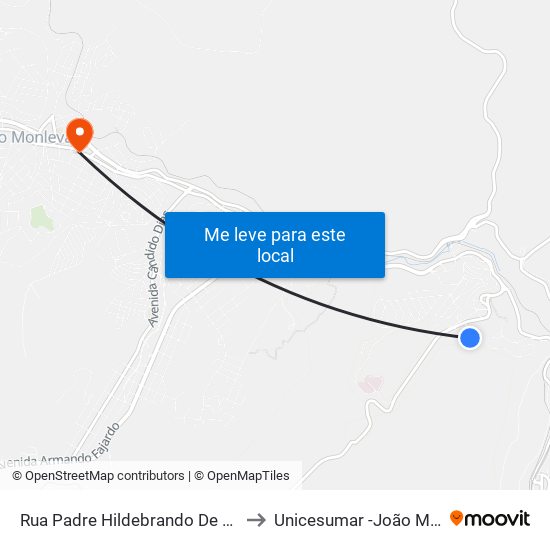 Rua Padre Hildebrando De Freitas, 245 to Unicesumar -João Monlevade map