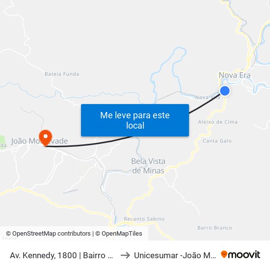 Av. Kennedy, 1800 | Bairro Santa Maria to Unicesumar -João Monlevade map