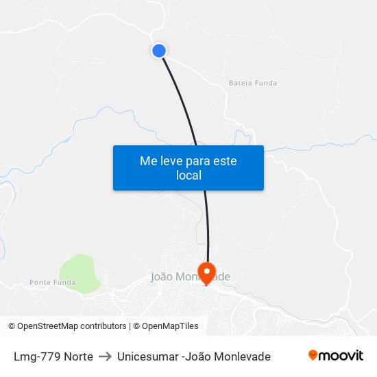 Lmg-779 Norte to Unicesumar -João Monlevade map