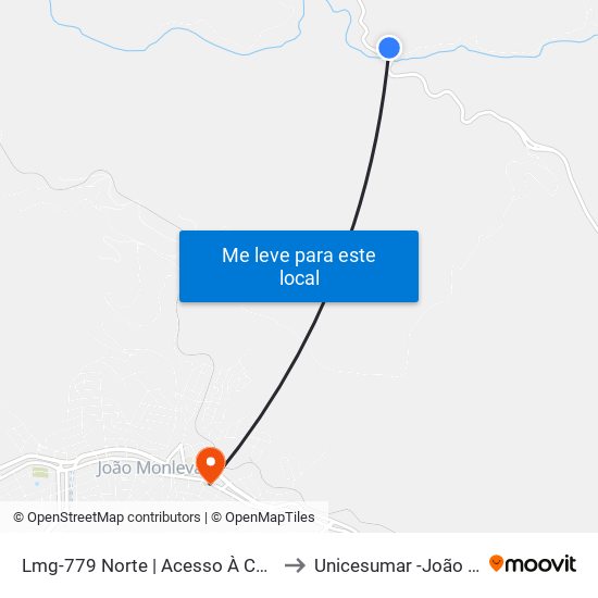 Lmg-779 Norte | Acesso À Cachoeira Taquaril to Unicesumar -João Monlevade map