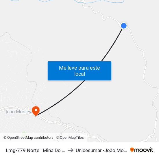 Lmg-779 Norte | Mina Do Andrade to Unicesumar -João Monlevade map