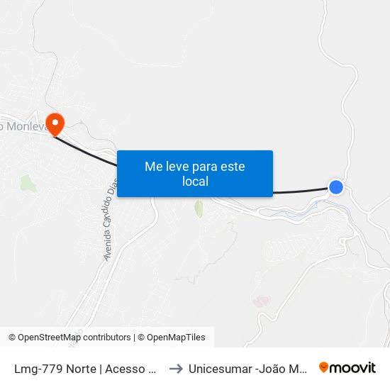 Lmg-779 Norte | Acesso À Pedreira to Unicesumar -João Monlevade map