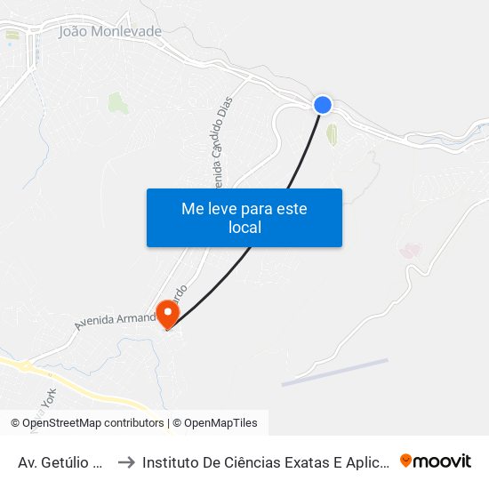 Av. Getúlio Vargas, 2400 to Instituto De Ciências Exatas E Aplicadas (Icea) - Ufop Campus Jm map