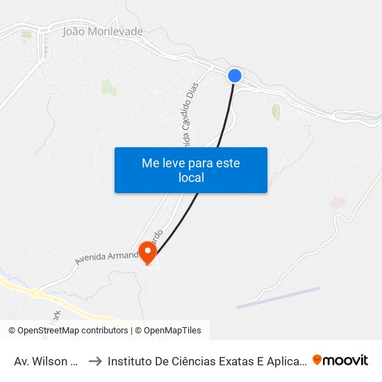 Av. Wilson Alvarenga, 8 to Instituto De Ciências Exatas E Aplicadas (Icea) - Ufop Campus Jm map