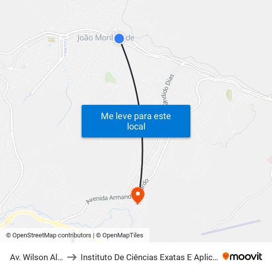 Av. Wilson Alvarenga, 846 to Instituto De Ciências Exatas E Aplicadas (Icea) - Ufop Campus Jm map