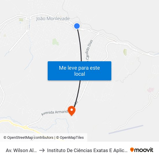 Av. Wilson Alvarenga, 236 to Instituto De Ciências Exatas E Aplicadas (Icea) - Ufop Campus Jm map