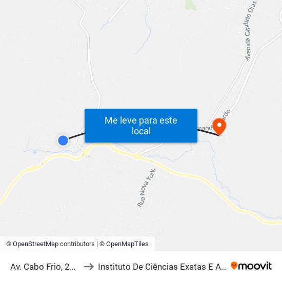 Av. Cabo Frio, 220 | Sartori Serviços to Instituto De Ciências Exatas E Aplicadas (Icea) - Ufop Campus Jm map