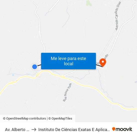 Av. Alberto Lima, 3153 to Instituto De Ciências Exatas E Aplicadas (Icea) - Ufop Campus Jm map