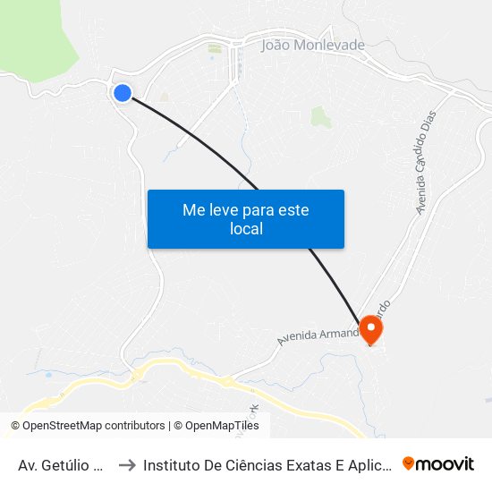 Av. Getúlio Vargas, 6971 to Instituto De Ciências Exatas E Aplicadas (Icea) - Ufop Campus Jm map