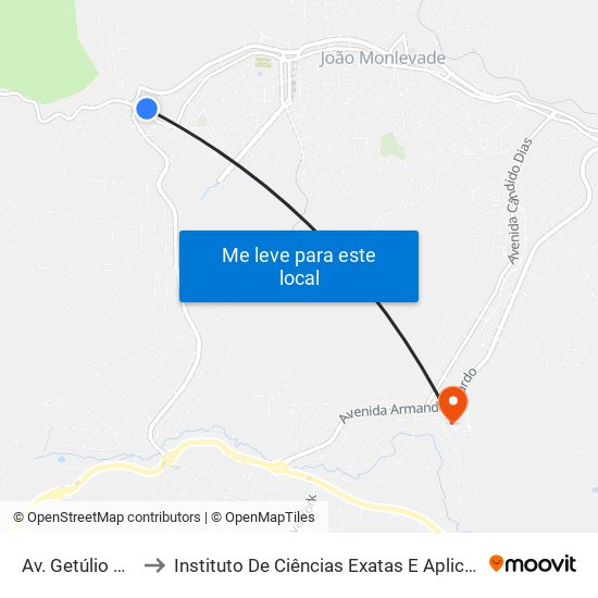 Av. Getúlio Vargas, 7048 to Instituto De Ciências Exatas E Aplicadas (Icea) - Ufop Campus Jm map