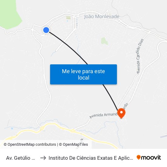 Av. Getúlio Vargas, 6580 to Instituto De Ciências Exatas E Aplicadas (Icea) - Ufop Campus Jm map
