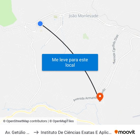 Av. Getúlio Vargas, 6425 to Instituto De Ciências Exatas E Aplicadas (Icea) - Ufop Campus Jm map