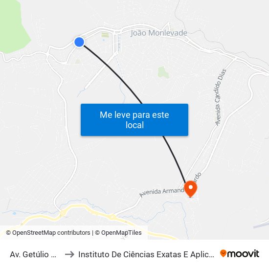 Av. Getúlio Vargas, 6324 to Instituto De Ciências Exatas E Aplicadas (Icea) - Ufop Campus Jm map