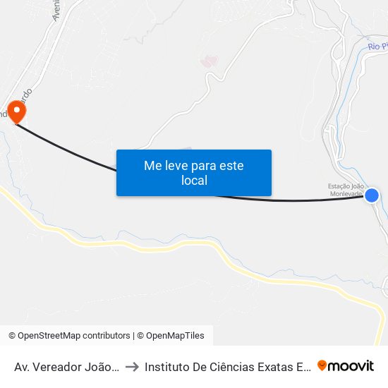 Av. Vereador João Braga | Sentido Br-381 to Instituto De Ciências Exatas E Aplicadas (Icea) - Ufop Campus Jm map