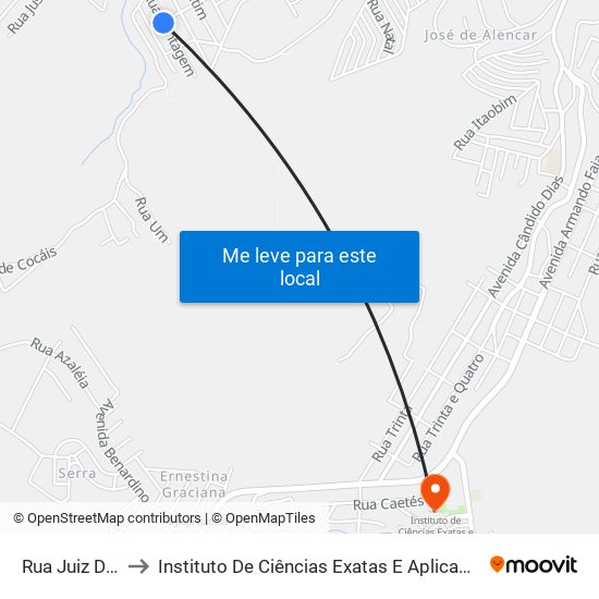 Rua Juiz De Fora, 60 to Instituto De Ciências Exatas E Aplicadas (Icea) - Ufop Campus Jm map