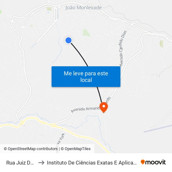 Rua Juiz De Fora, 186 to Instituto De Ciências Exatas E Aplicadas (Icea) - Ufop Campus Jm map