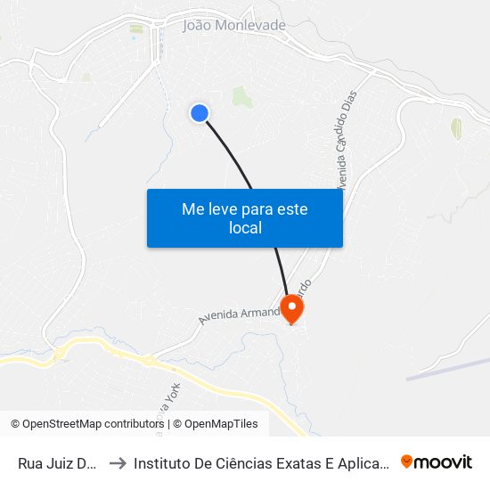 Rua Juiz De Fora, 279 to Instituto De Ciências Exatas E Aplicadas (Icea) - Ufop Campus Jm map