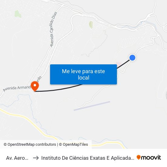 Av. Aeroporto, 14 to Instituto De Ciências Exatas E Aplicadas (Icea) - Ufop Campus Jm map