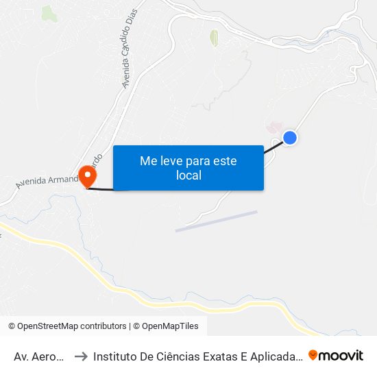 Av. Aeroporto, 40 to Instituto De Ciências Exatas E Aplicadas (Icea) - Ufop Campus Jm map