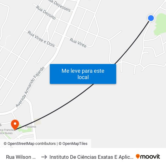 Rua Wilson De Souza, 389 to Instituto De Ciências Exatas E Aplicadas (Icea) - Ufop Campus Jm map