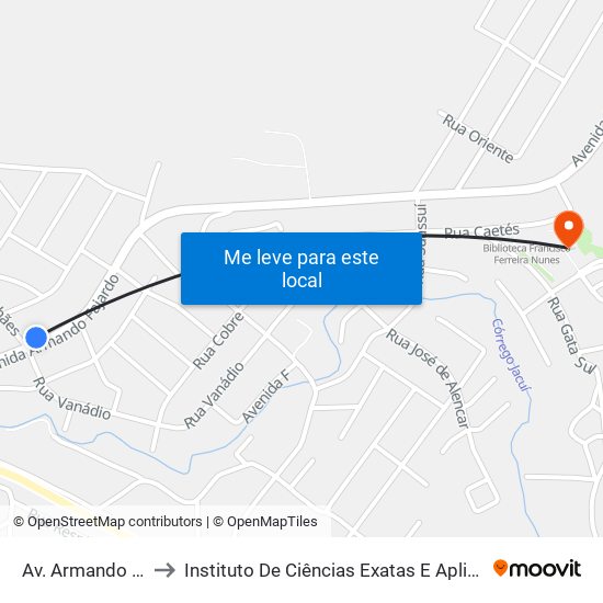 Av. Armando Fajardo, 4520 to Instituto De Ciências Exatas E Aplicadas (Icea) - Ufop Campus Jm map