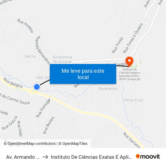 Av. Armando Fajardo, 4850 to Instituto De Ciências Exatas E Aplicadas (Icea) - Ufop Campus Jm map