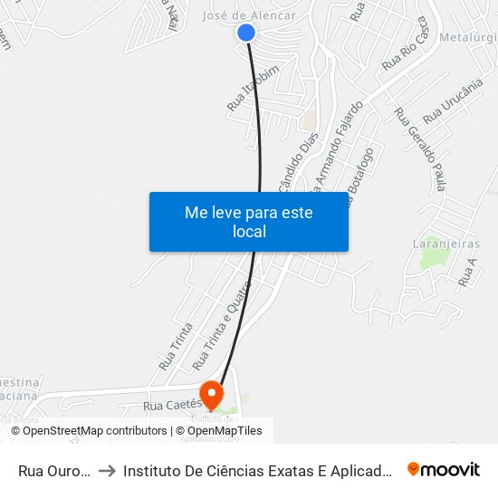 Rua Ouro Fino, 20 to Instituto De Ciências Exatas E Aplicadas (Icea) - Ufop Campus Jm map