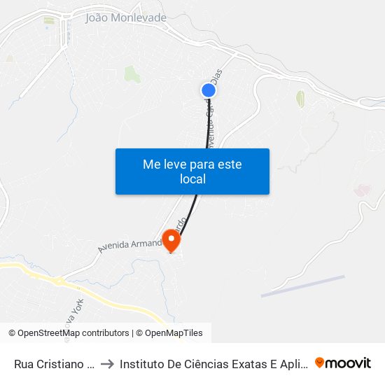 Rua Cristiano Guimarães, 85 to Instituto De Ciências Exatas E Aplicadas (Icea) - Ufop Campus Jm map