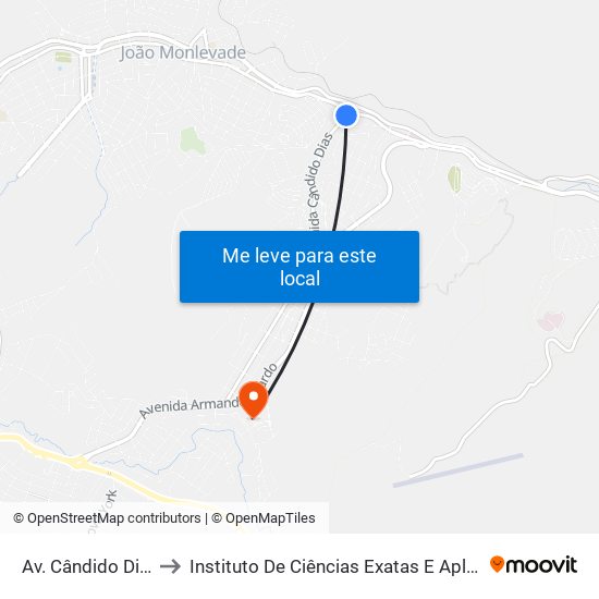 Av. Cândido Dias, 78 | Enscon to Instituto De Ciências Exatas E Aplicadas (Icea) - Ufop Campus Jm map