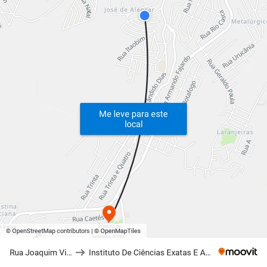Rua Joaquim Vilar Drumond, 100 to Instituto De Ciências Exatas E Aplicadas (Icea) - Ufop Campus Jm map