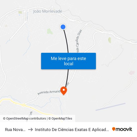 Rua Nova Lima, 84 to Instituto De Ciências Exatas E Aplicadas (Icea) - Ufop Campus Jm map