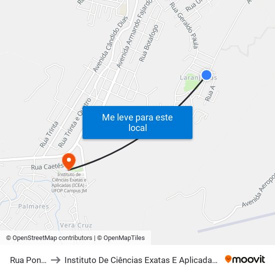 Rua Pontal, 147 to Instituto De Ciências Exatas E Aplicadas (Icea) - Ufop Campus Jm map