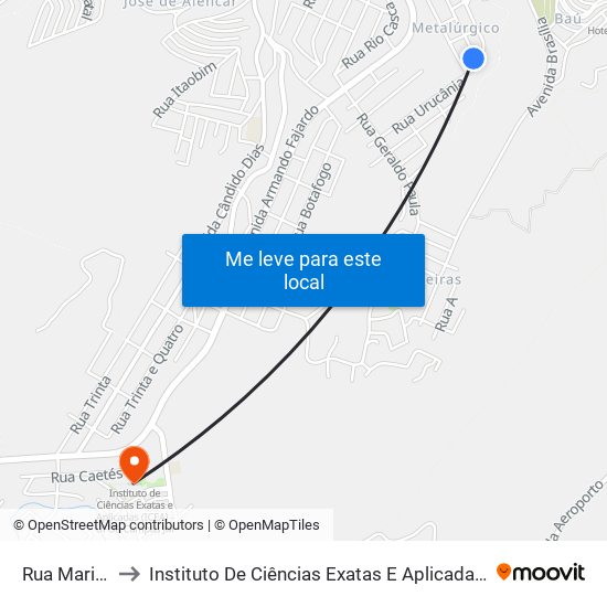 Rua Mariana, 228 to Instituto De Ciências Exatas E Aplicadas (Icea) - Ufop Campus Jm map