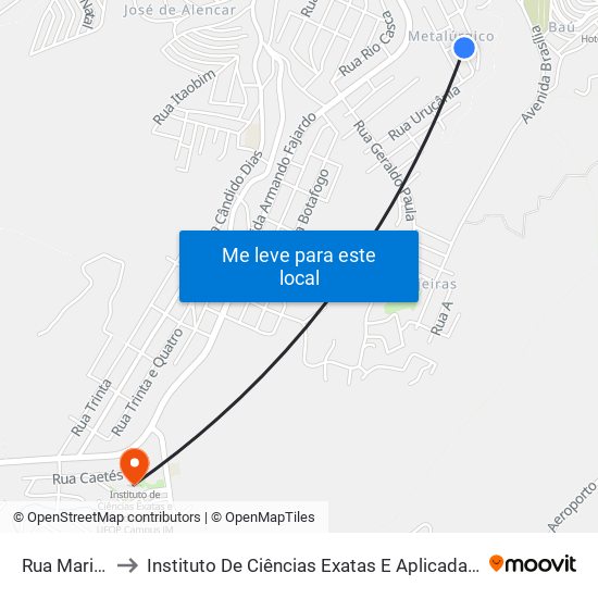 Rua Mariana, 167 to Instituto De Ciências Exatas E Aplicadas (Icea) - Ufop Campus Jm map