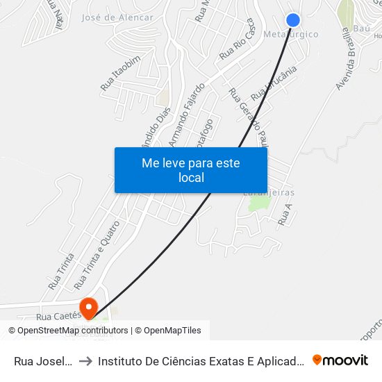 Rua Joselândia, 15 to Instituto De Ciências Exatas E Aplicadas (Icea) - Ufop Campus Jm map