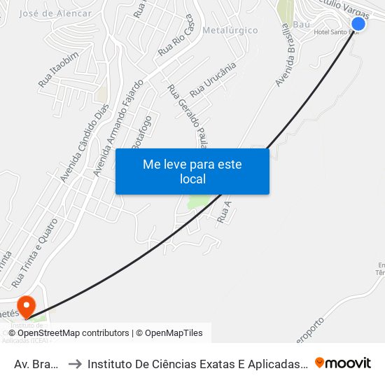 Av. Brasília, 90 to Instituto De Ciências Exatas E Aplicadas (Icea) - Ufop Campus Jm map