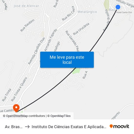 Av. Brasília, 215 to Instituto De Ciências Exatas E Aplicadas (Icea) - Ufop Campus Jm map